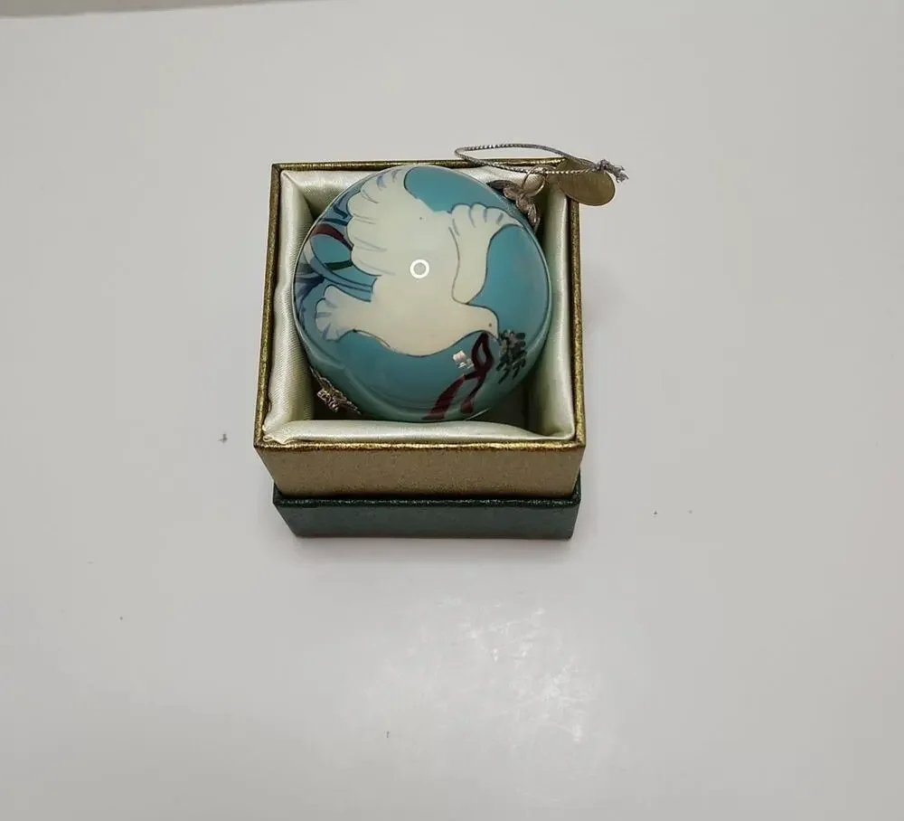 Pier 1 Li Bien Christmas Ornament Ball 2014 Dove Reverse Inside Painted In Box